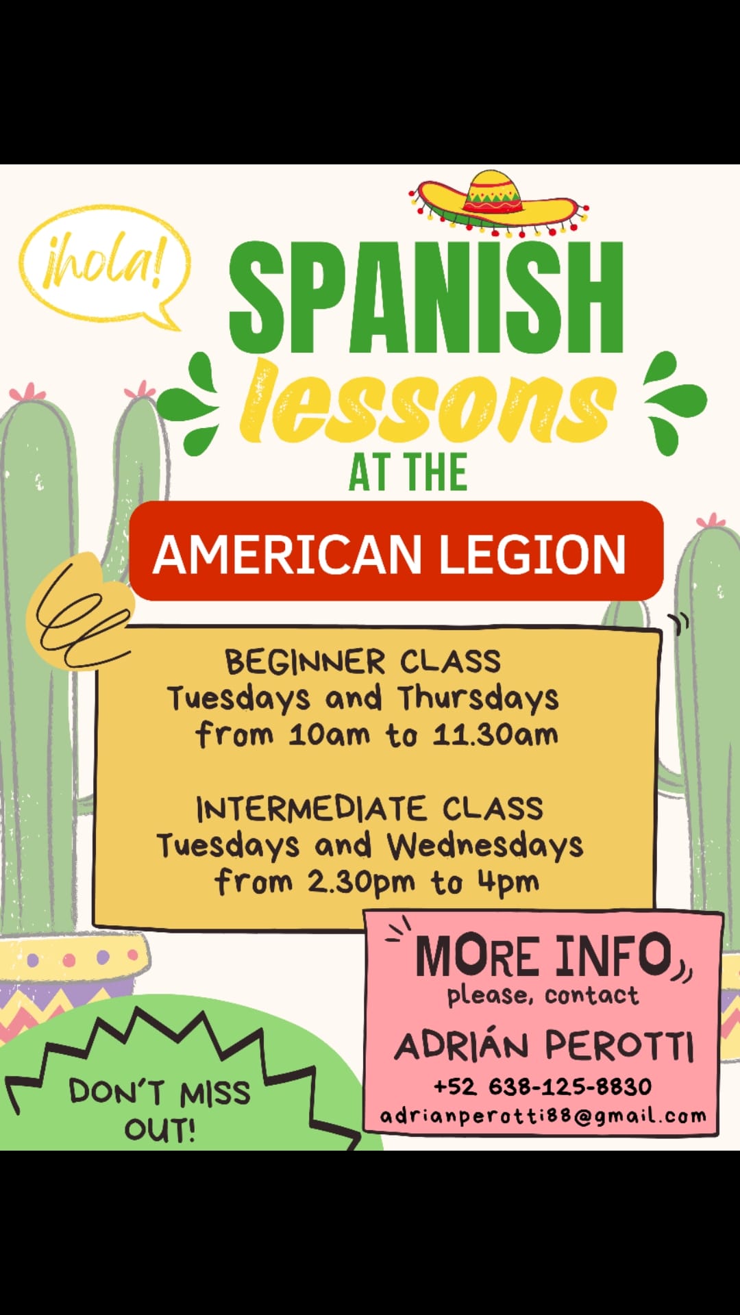American-Legion-Spanish-Classes Spanish Lessons for Intermediates at American Legion