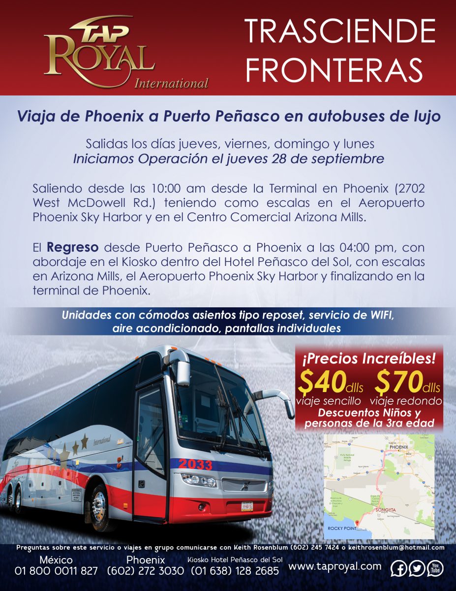 Volante-peñasco-español-2-927x1200 TAP Royal starts bus connection between Peñasco – Phoenix