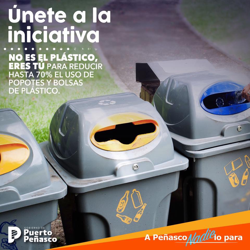 no-es-el-plastico-penasco Collection spot for recyclables set up behind City Hall