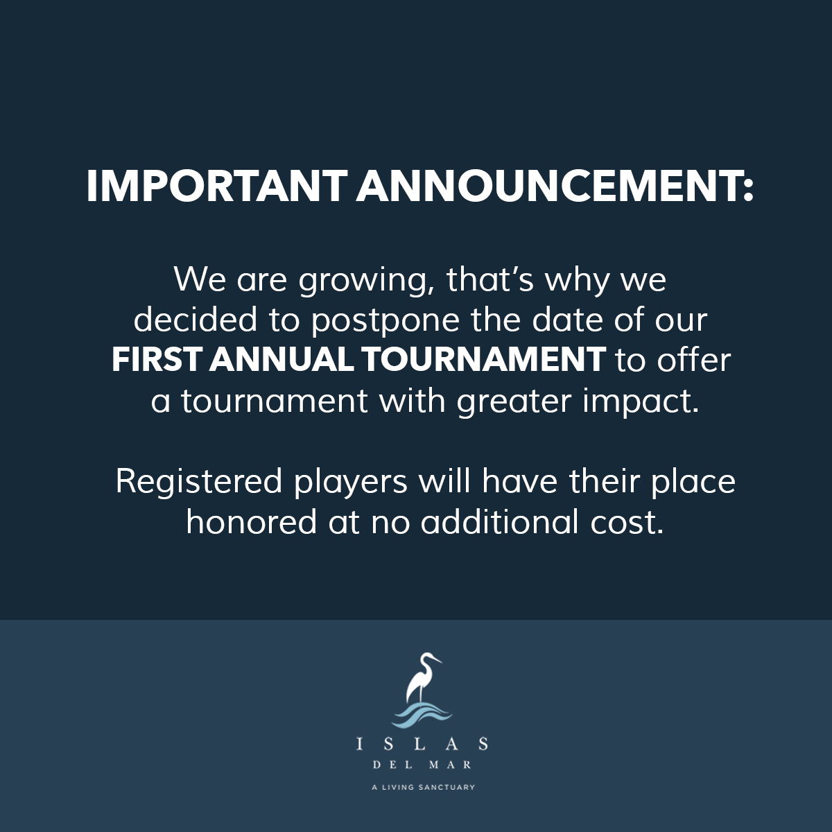 islas-golf-tourney-postponed-to-later-date ANNOUNCEMENT: Islas del Mar golf tournament - Date TBD