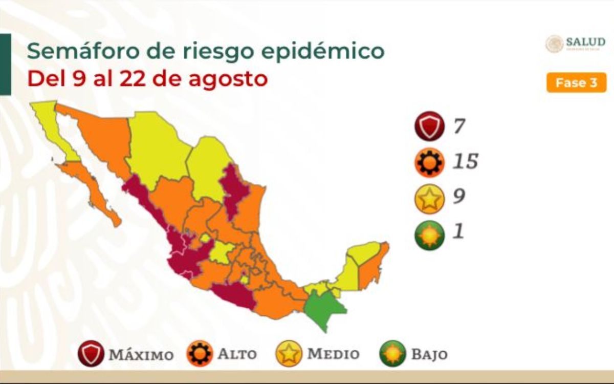 aug-6-semaforo-mexico Puerto Peñasco still at yellow on state map