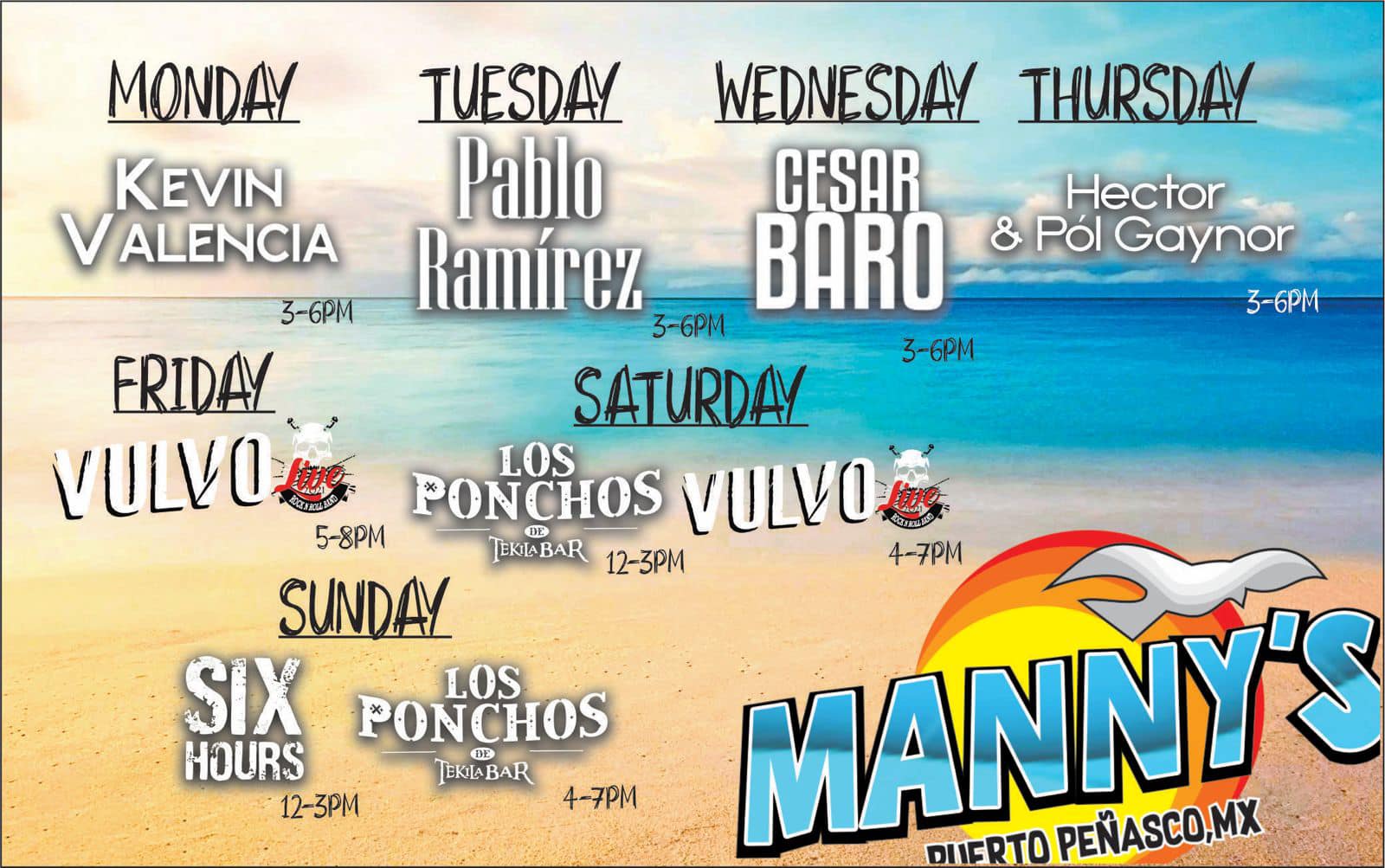 Manny's Beach Club Music Lineup @ Manny's Beach Club